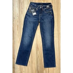 Silver Jeans Suki Mid Rise Straight Leg Jeans Medium Wash size 24x27 New W Tags.